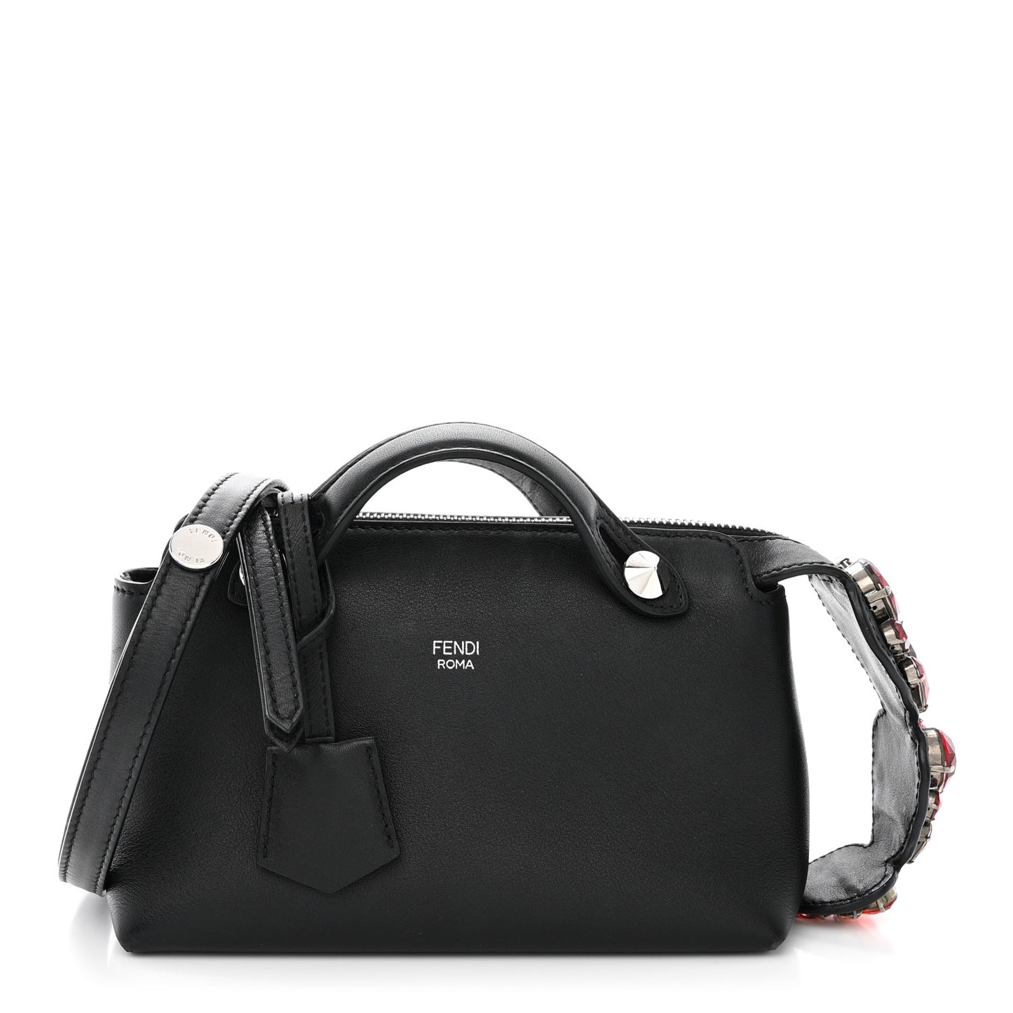 Vitello Dolce Crystal Heart Croc Tail Mini By The Way Boston Bag Black Rosso