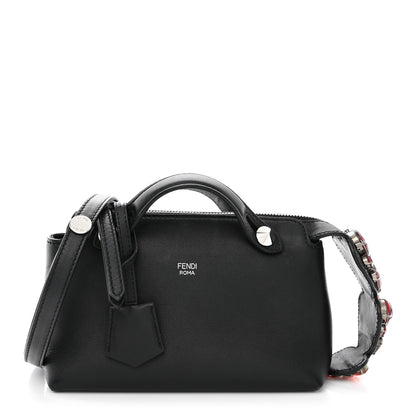 Fendi Vitello Dolce Crystal Heart Croc Tail Mini By The Way Boston Bag Black Rosso 1 of 11