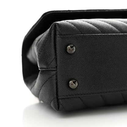 Chanel Caviar Chevron Quilted Mini Coco Handle Flap So Black 9 of 10