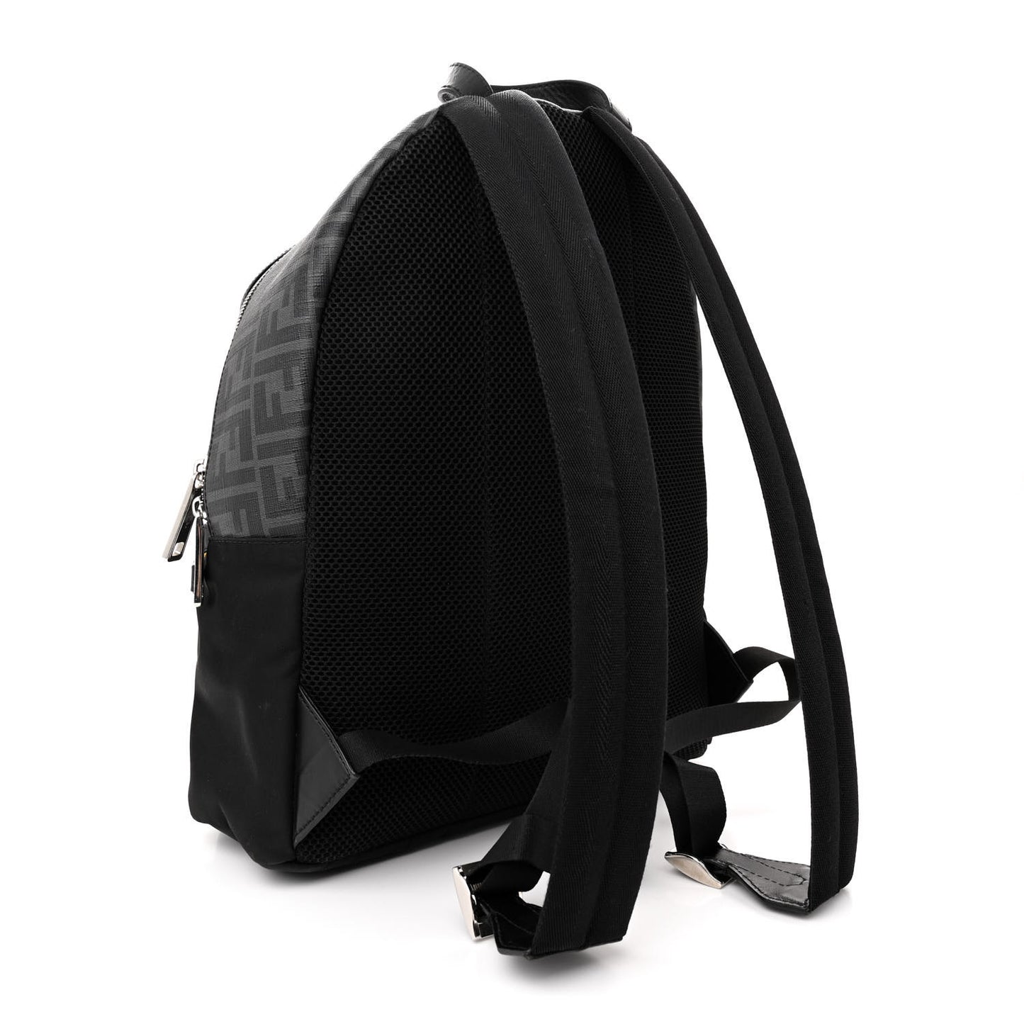 Glazed Fabric Nylon FF 1974 Diagonal Pouch Pocket Backpack Black Sunflower