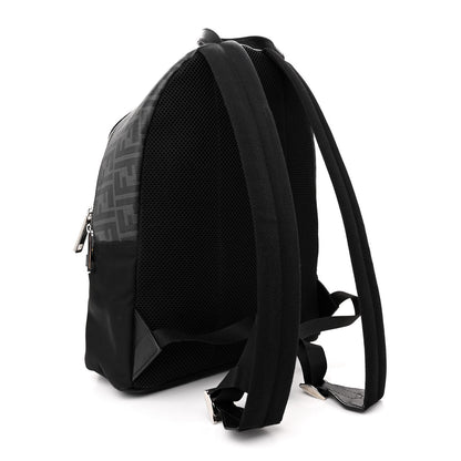 Fendi Glazed Fabric Nylon FF 1974 Diagonal Pouch Pocket Backpack Black Sunflower 3 of 12