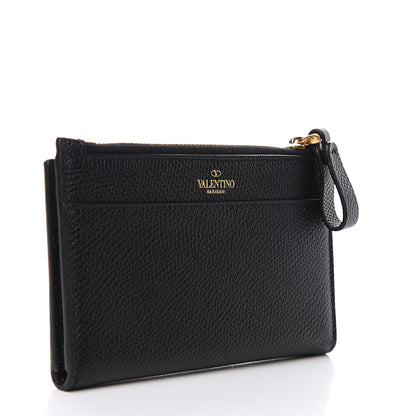 Valentino Garavani Grained Calfskin VLogo Coin Case Card Holder Black 2 of 7