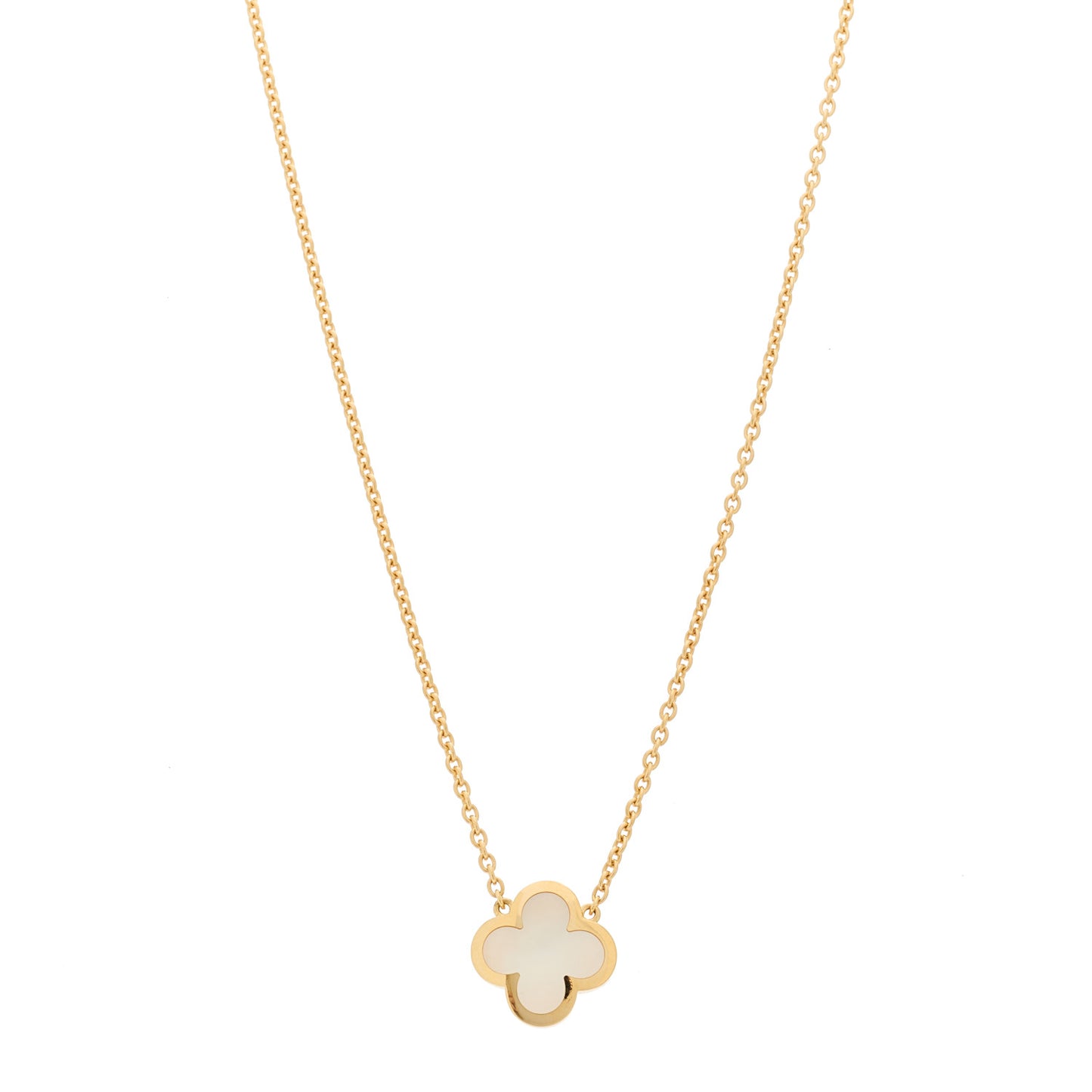 18K Yellow Gold Mother of Pearl Pure Alhambra Pendant Necklace