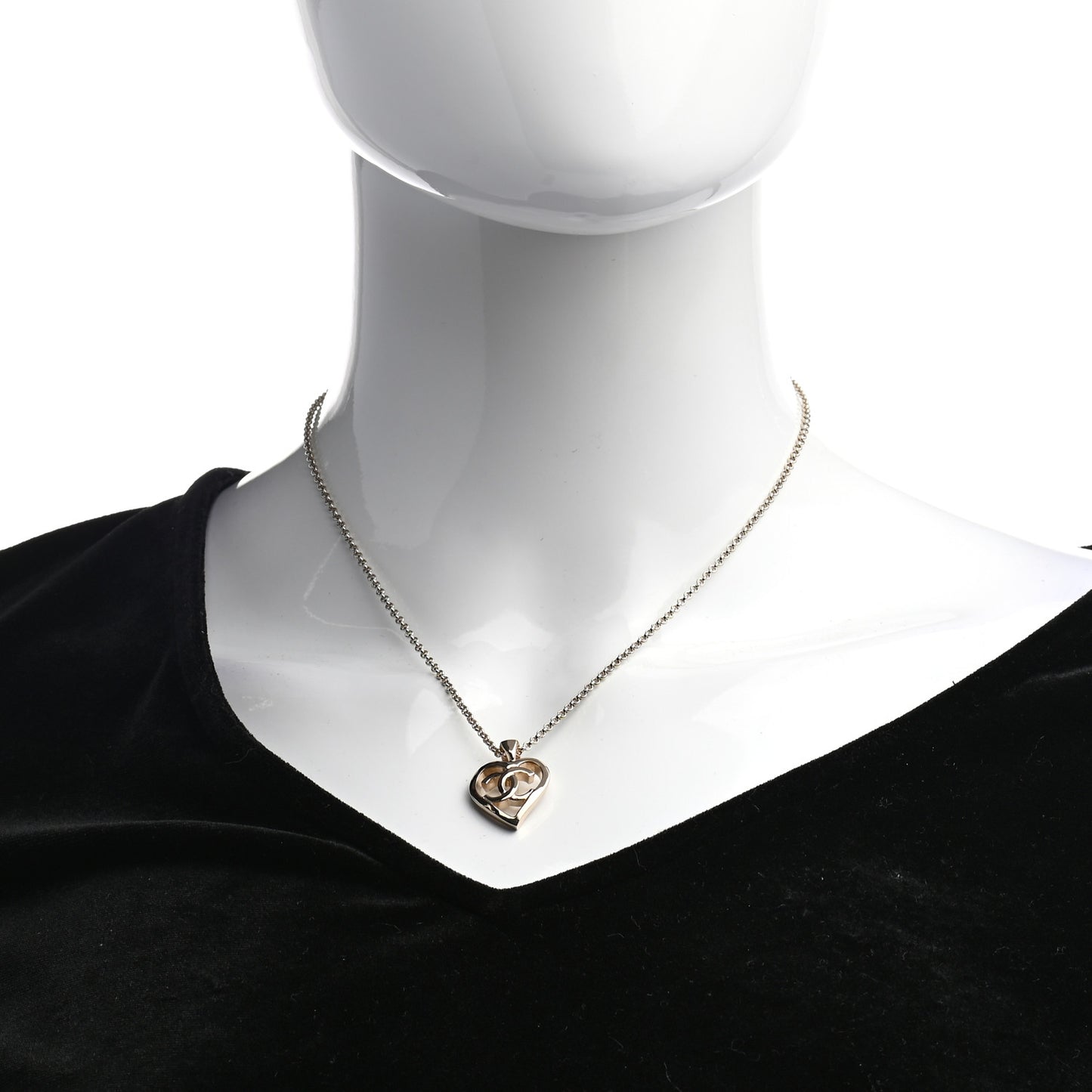 CC Heart Chain Pendant Necklace Gold