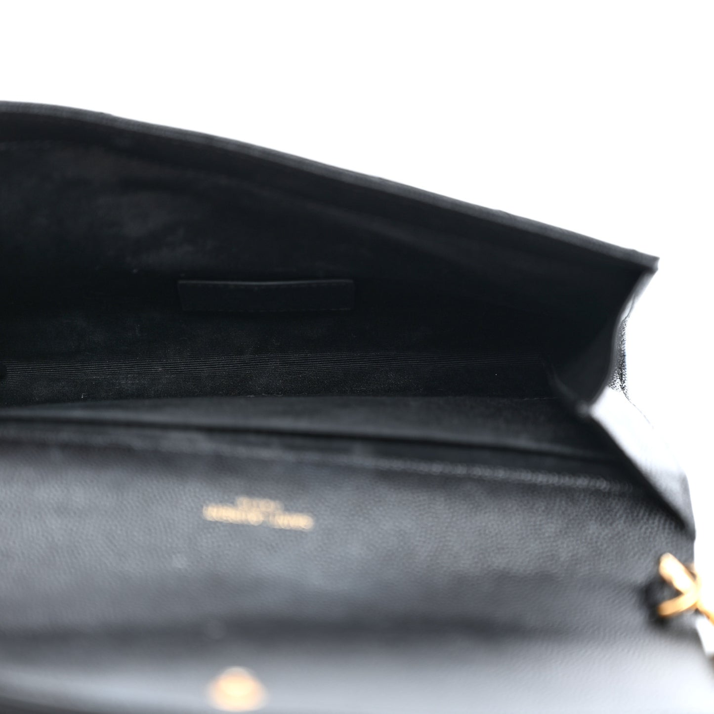 Grain De Poudre Matelasse Chevron Monogram Envelope Clutch Black