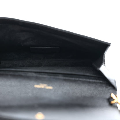 Saint Laurent Grain De Poudre Matelasse Chevron Monogram Envelope Clutch Black 5 of 8