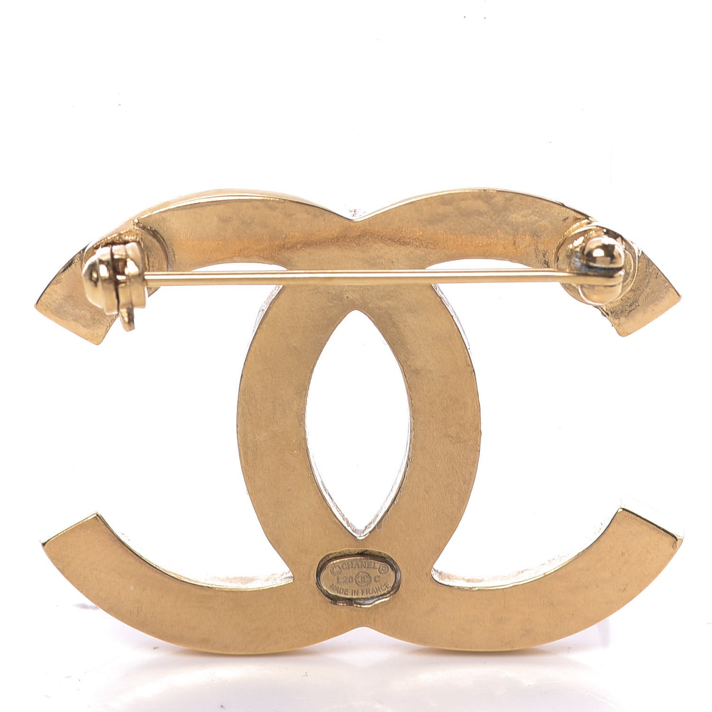 Metal Large CC Brooch Gold