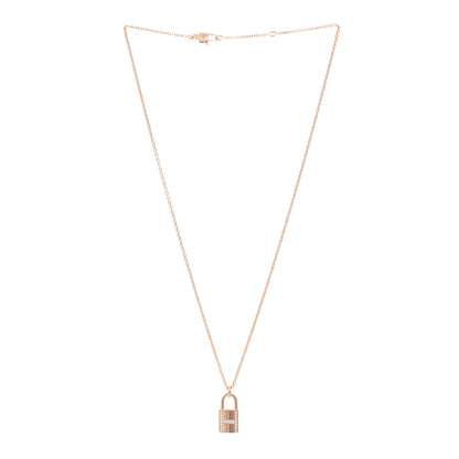 Hermes 18K Rose Gold Diamond Amulettes Cadenas Pendant Necklace 3 of 4