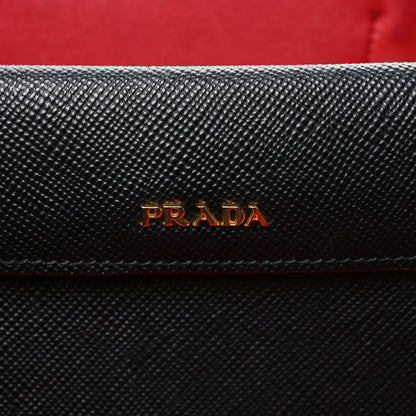 Prada Saffiano Cuir Large Double Bag Black Fuoco 6 of 9