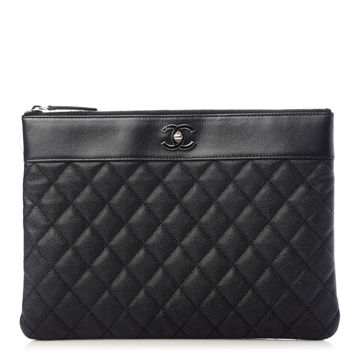 Chanel Caviar Quilted Mademoiselle Vintage Large Zip Pouch Black 1 of 7