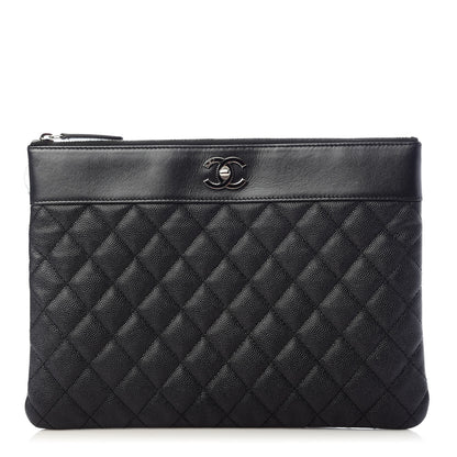 Chanel Caviar Quilted Mademoiselle Vintage Large Zip Pouch Black 1 of 7