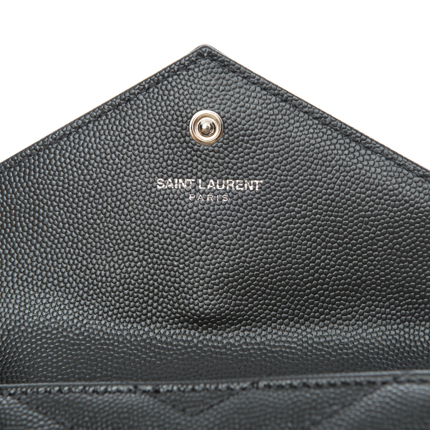 Saint Laurent Grain De Poudre Matelasse Chevron Small Monogram Envelope Wallet Coal 6 of 8