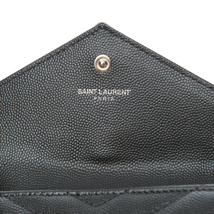Saint Laurent Grain De Poudre Matelasse Chevron Small Monogram Envelope Wallet Coal 6 of 8
