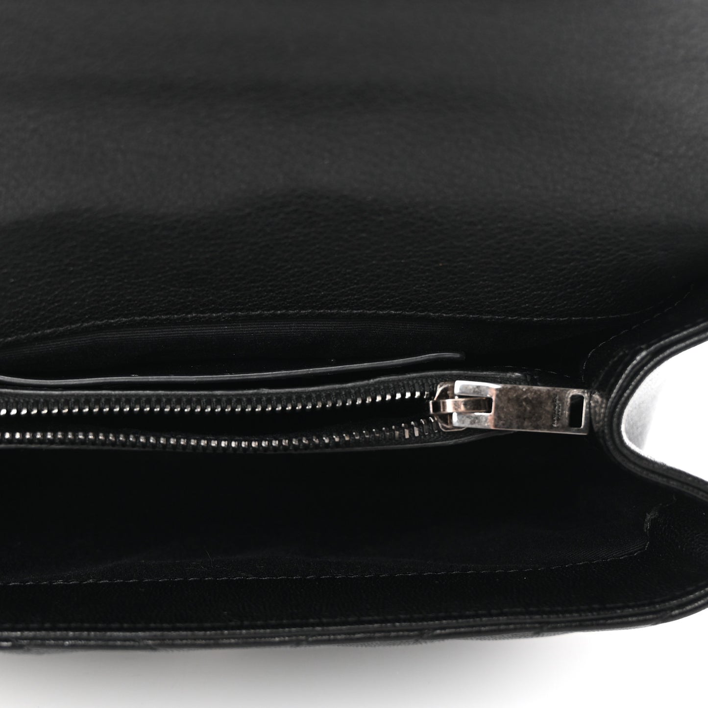 Sheepskin Matelasse Chevron Monogram Medium College Bag Black