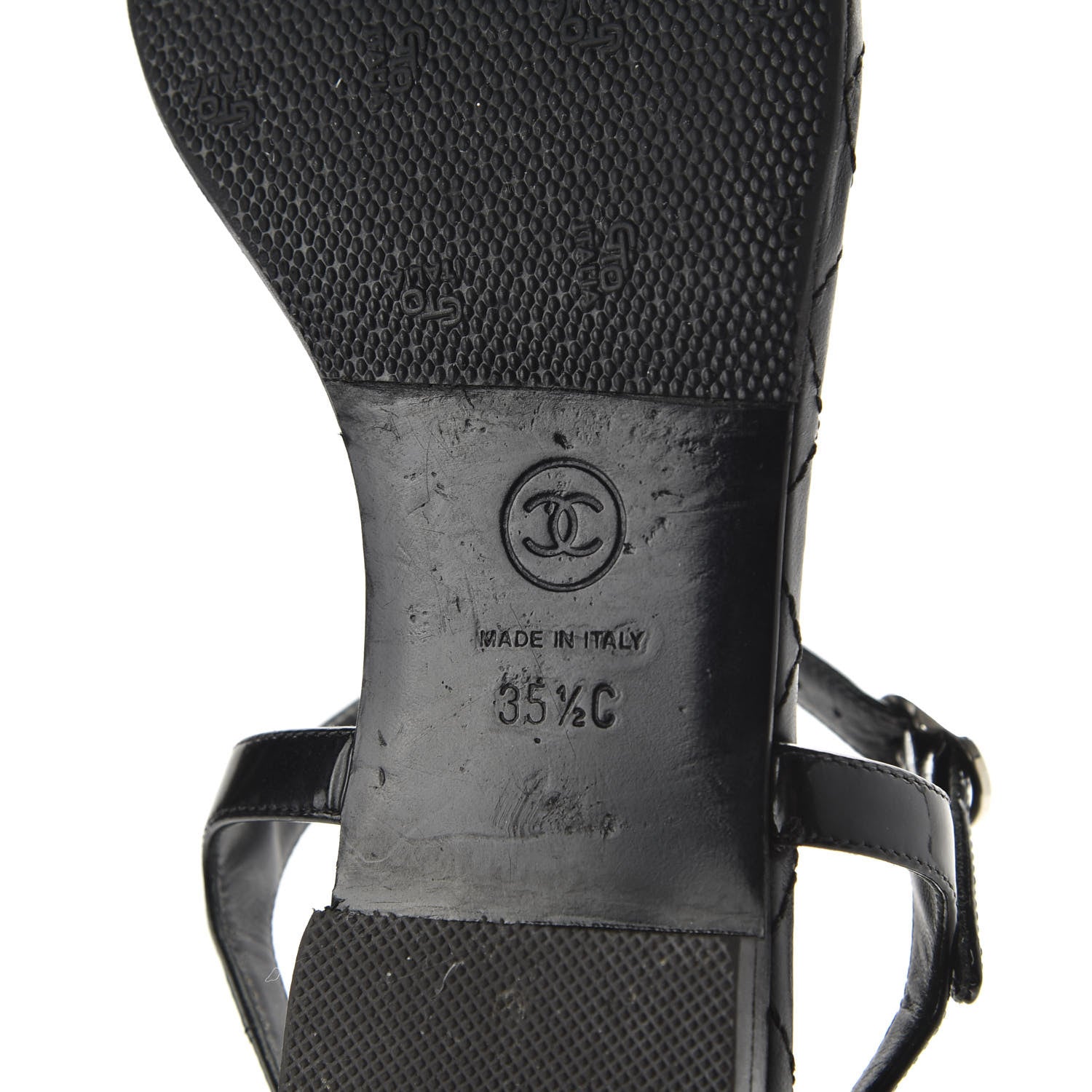 Chanel Patent Calfskin CC Chain Thong Sandals 35.5 Black 7 of 9