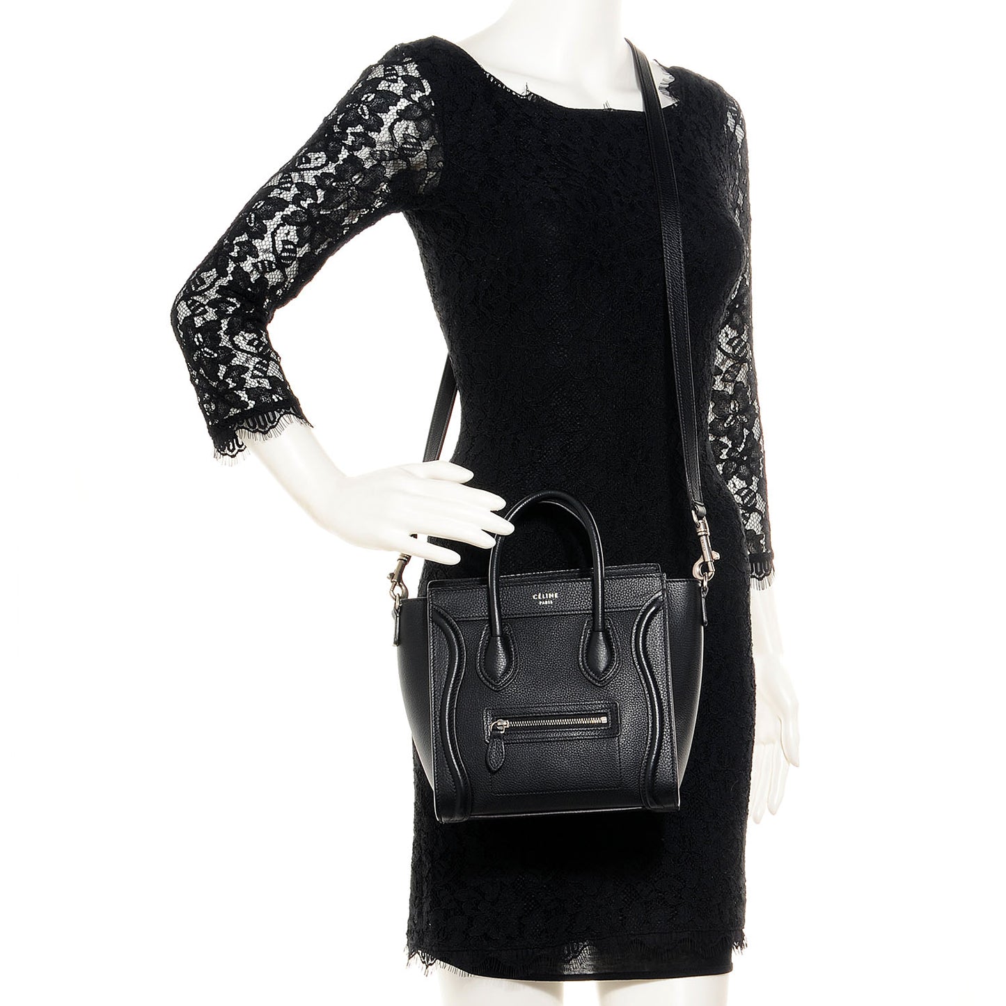 Drummed Leather Nano Luggage Black