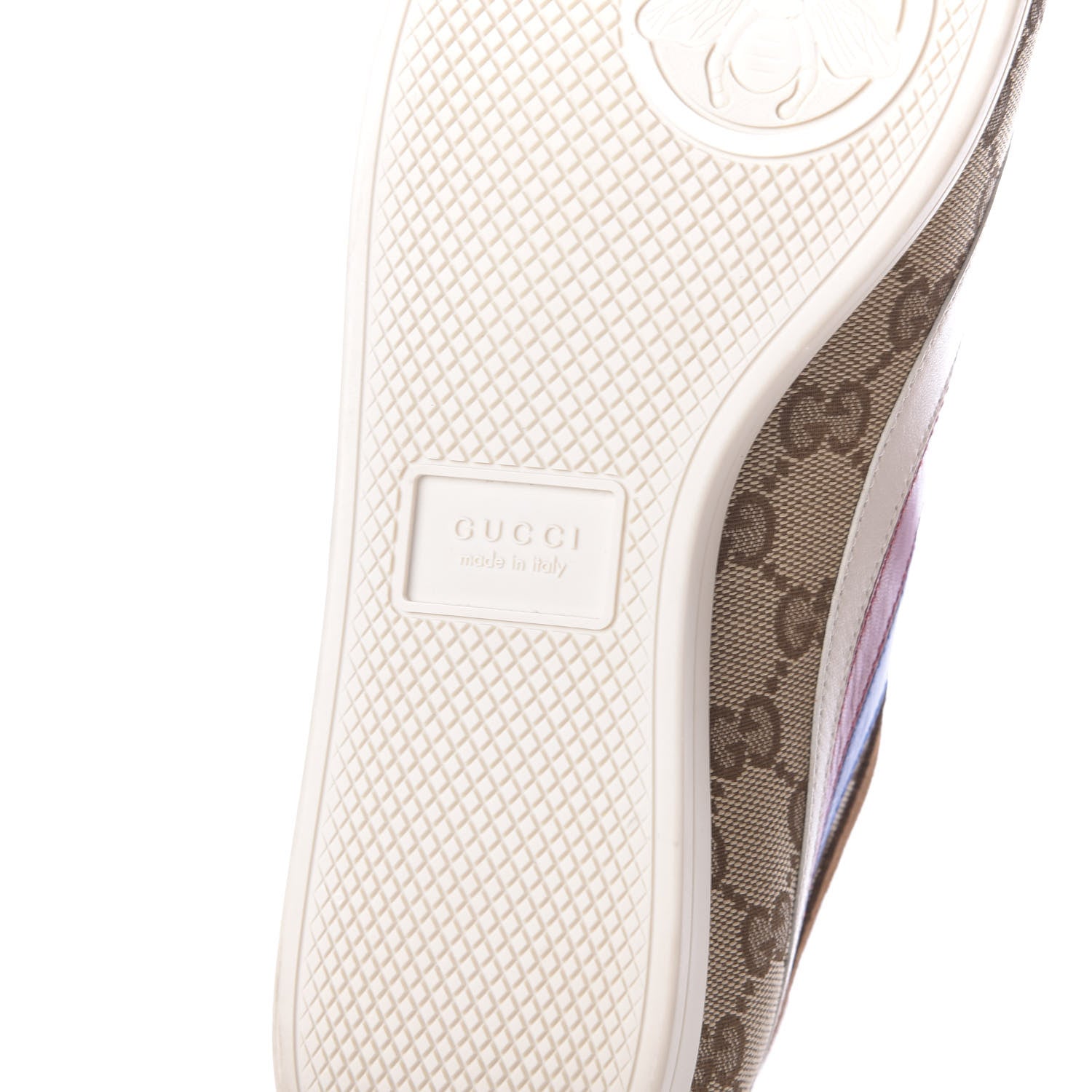 Gucci Suede Monogram Web Womens Falacer Sneakers 42 Nocciola Beige Mystic White Hibiscus Red 7 of 10