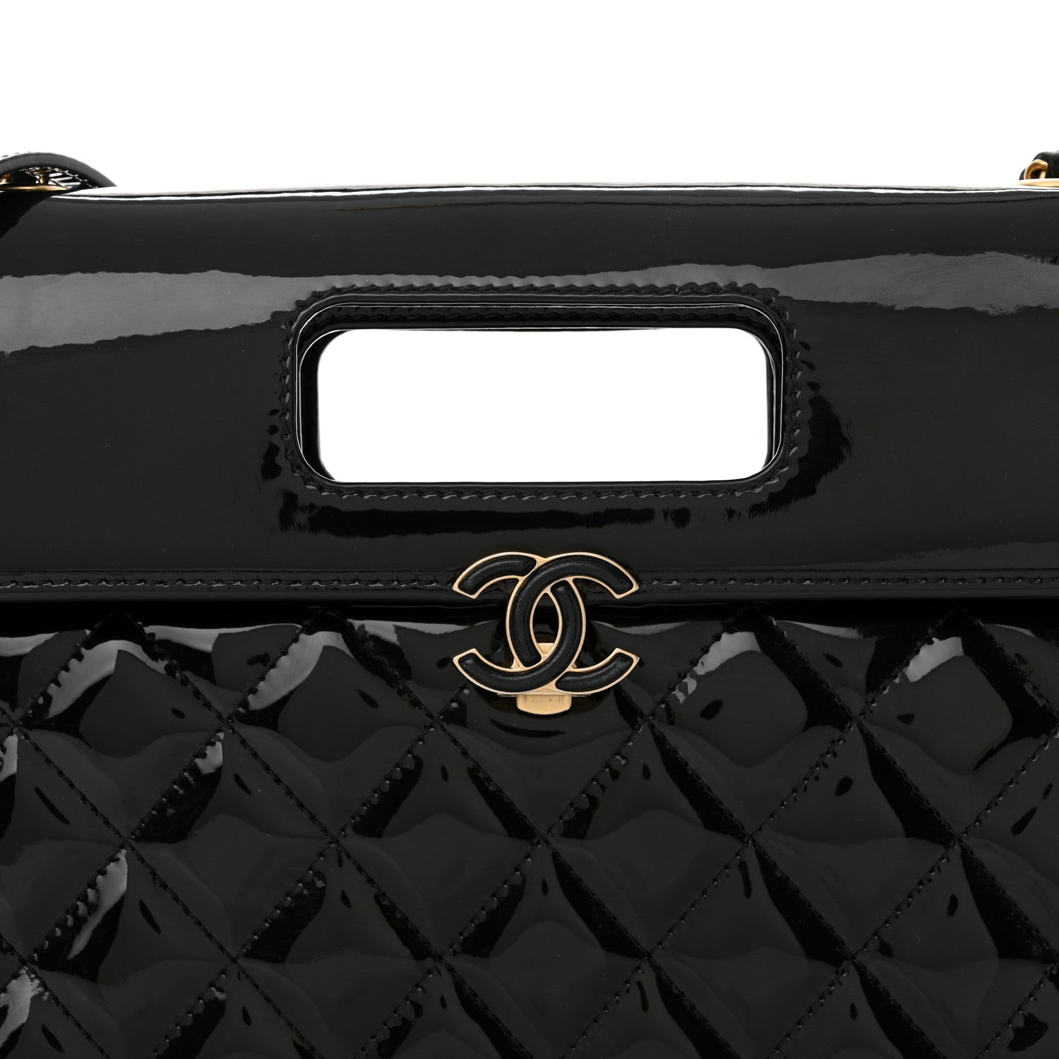 Chanel Patent Quilted Graphic Catch Flap Black 8 of 13
