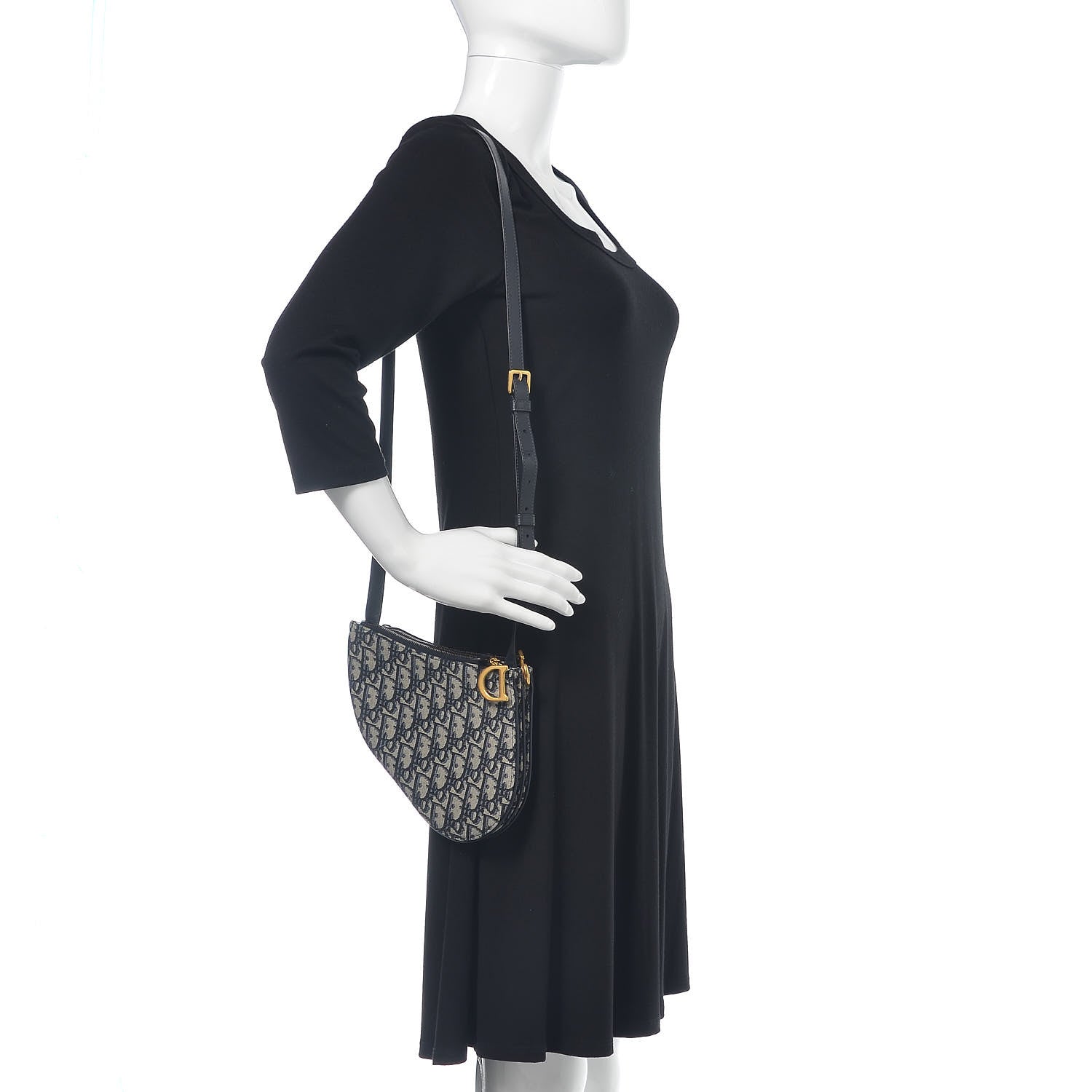Christian Dior Oblique Saddle Pouch With Strap Navy Blue 2 of 10