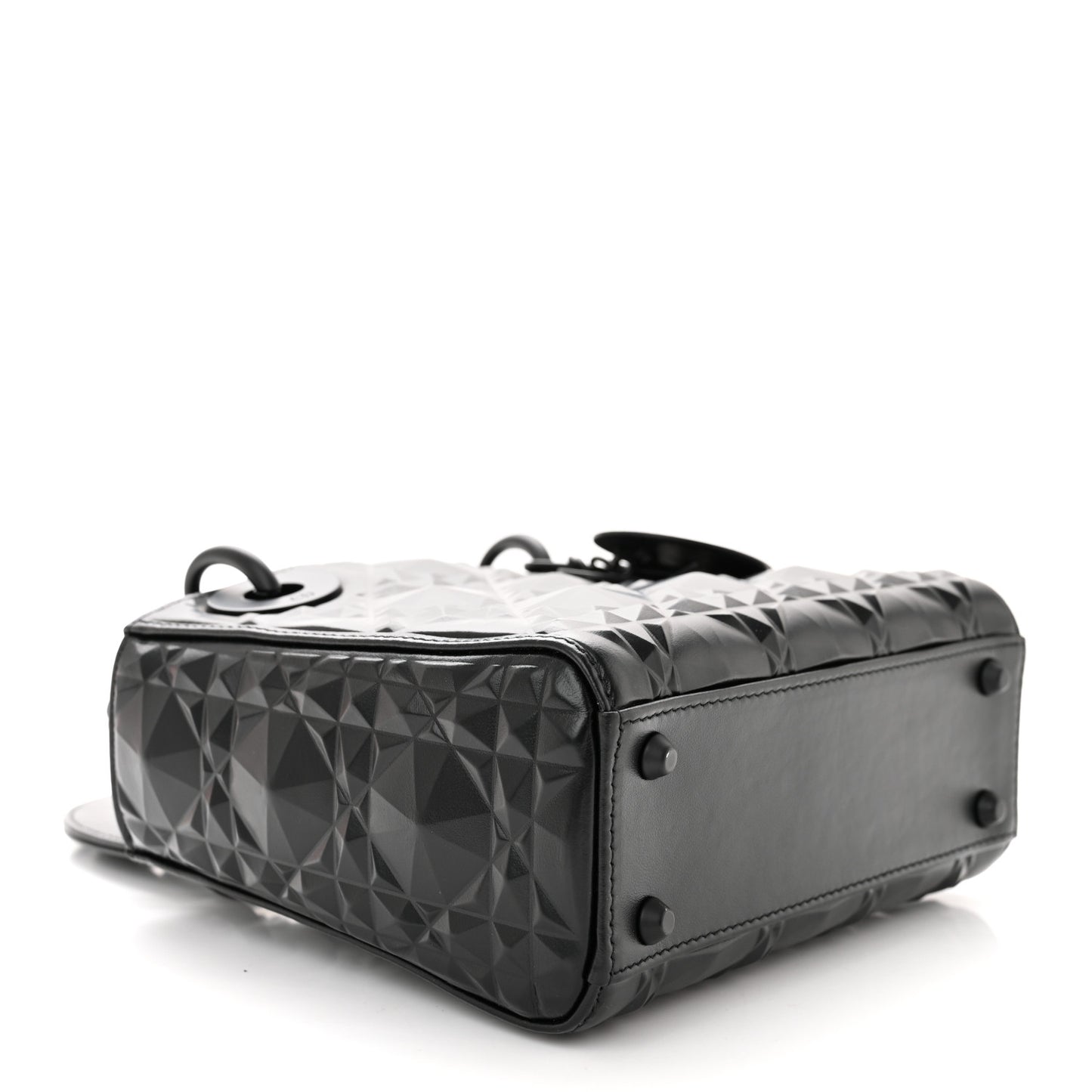 Calfskin Diamond Cannage Mini Lady Dior Black