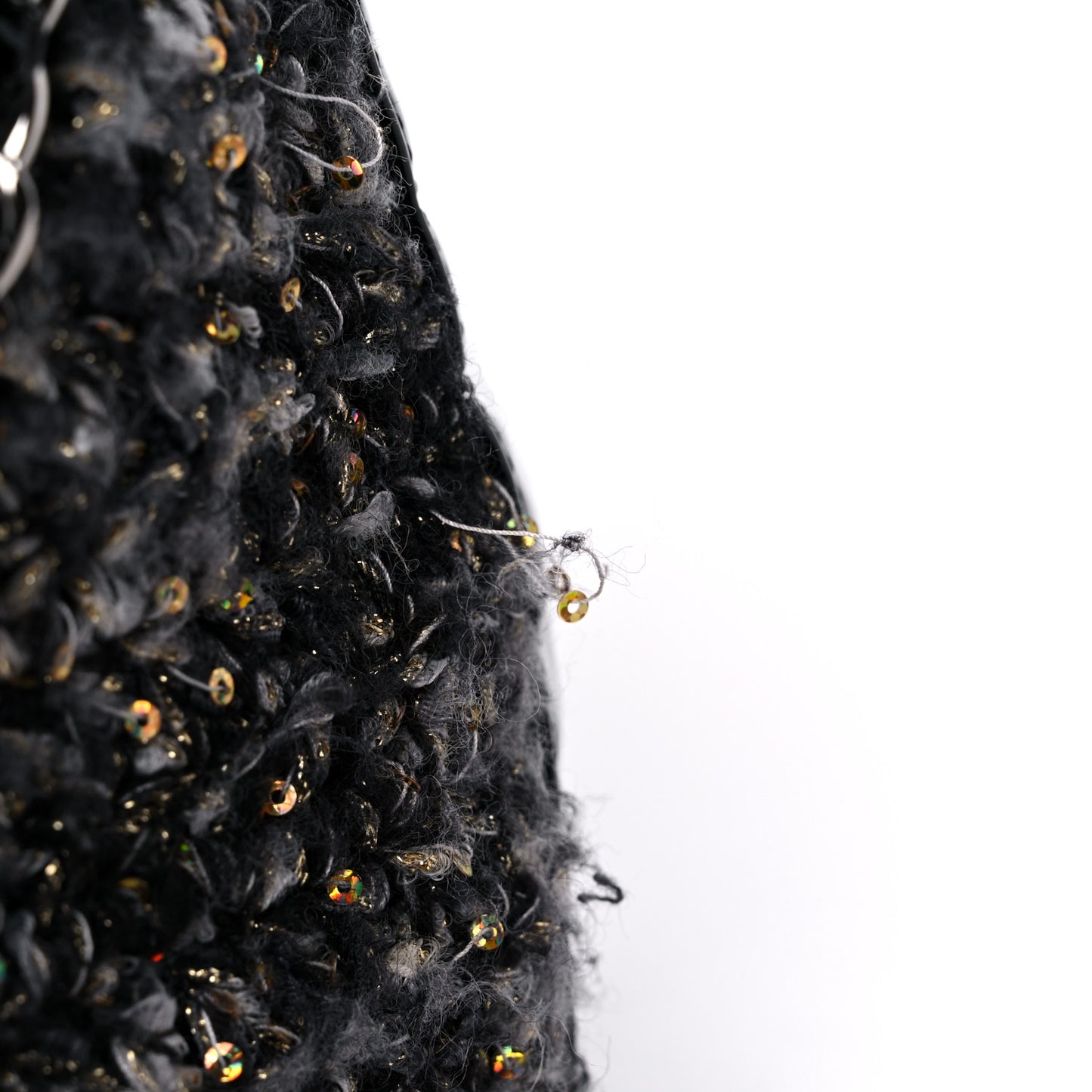 Patent Tweed Sequin Shopping Flap Bag Multicolor