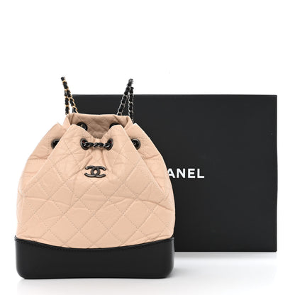 Chanel Aged Calfskin Quilted Small Gabrielle Backpack Beige Black 10 of 10