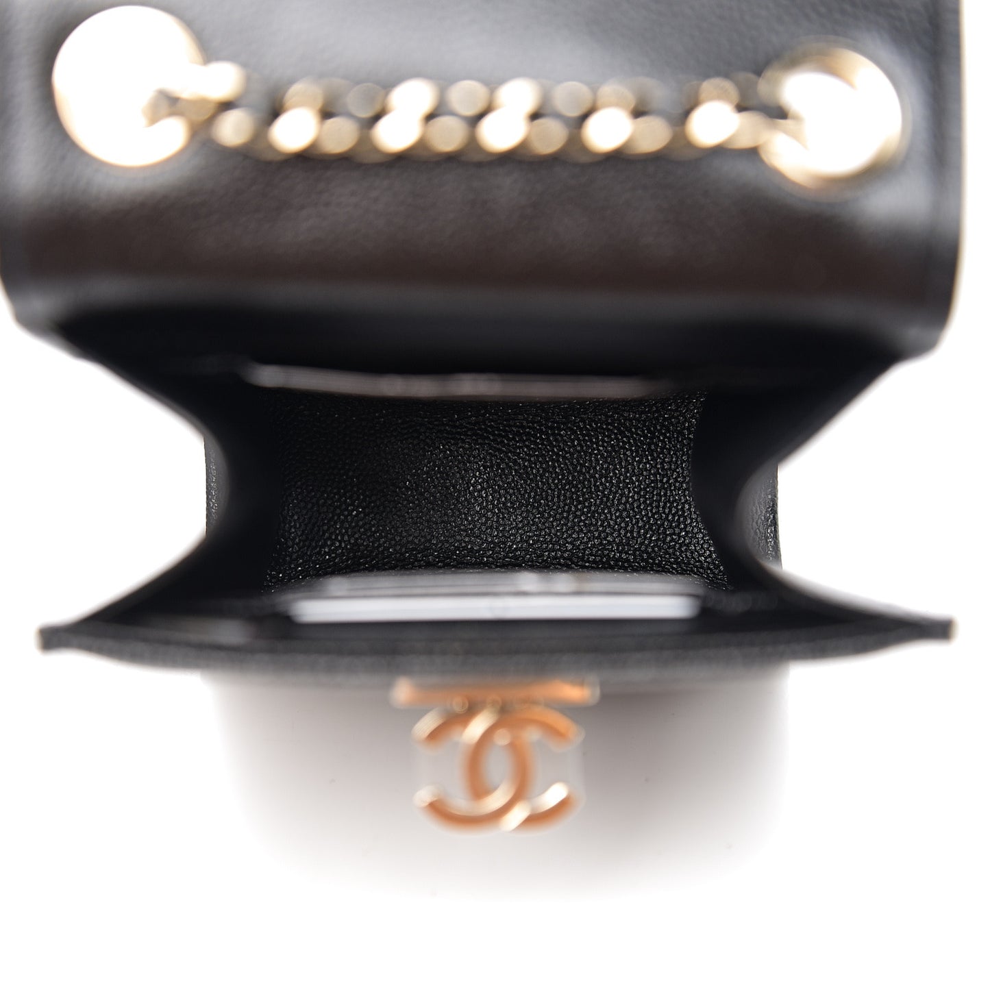 Caviar Quilted Golden Class Phone Holder Black