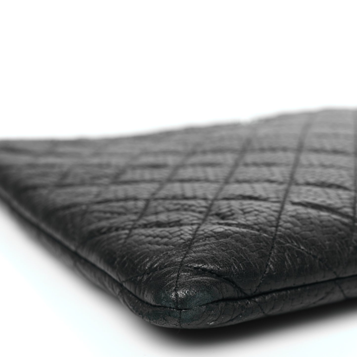Woven Lambskin Quilted Large Cosmetic Case Black
