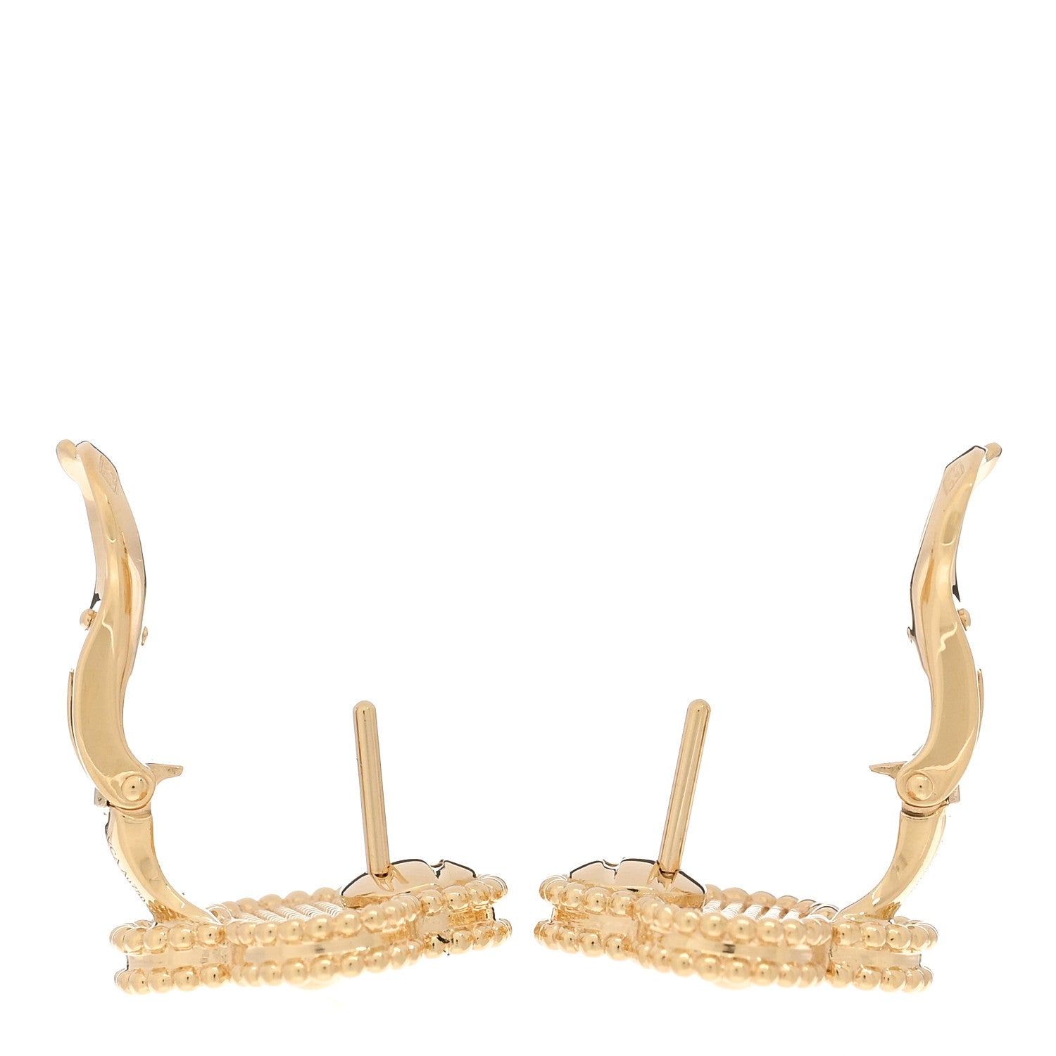 Van Cleef & Arpels 18K Yellow Gold Vintage Alhambra Earrings 3 of 5