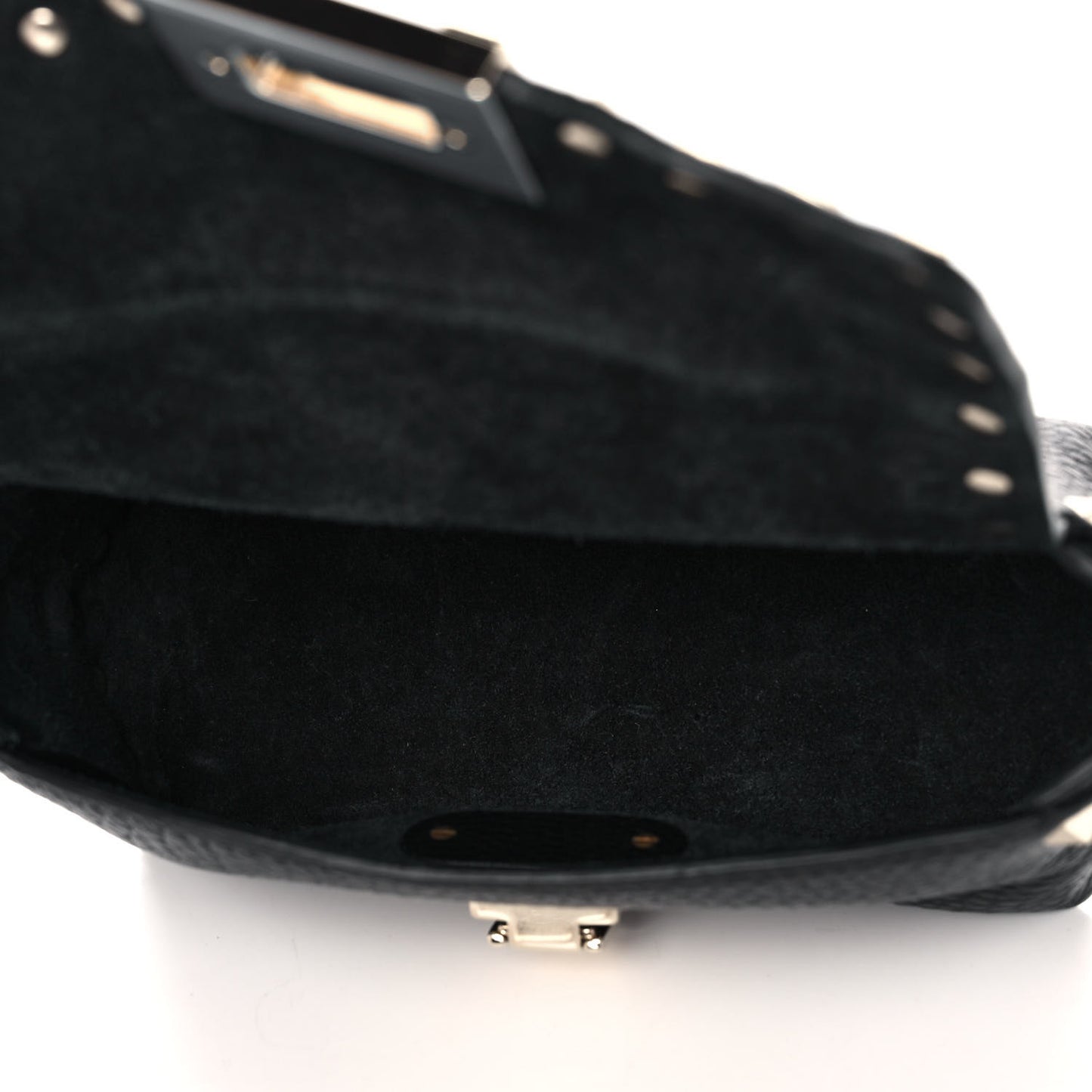 Pebbled Calfskin Mini Rockstud Crossbody Bag Black