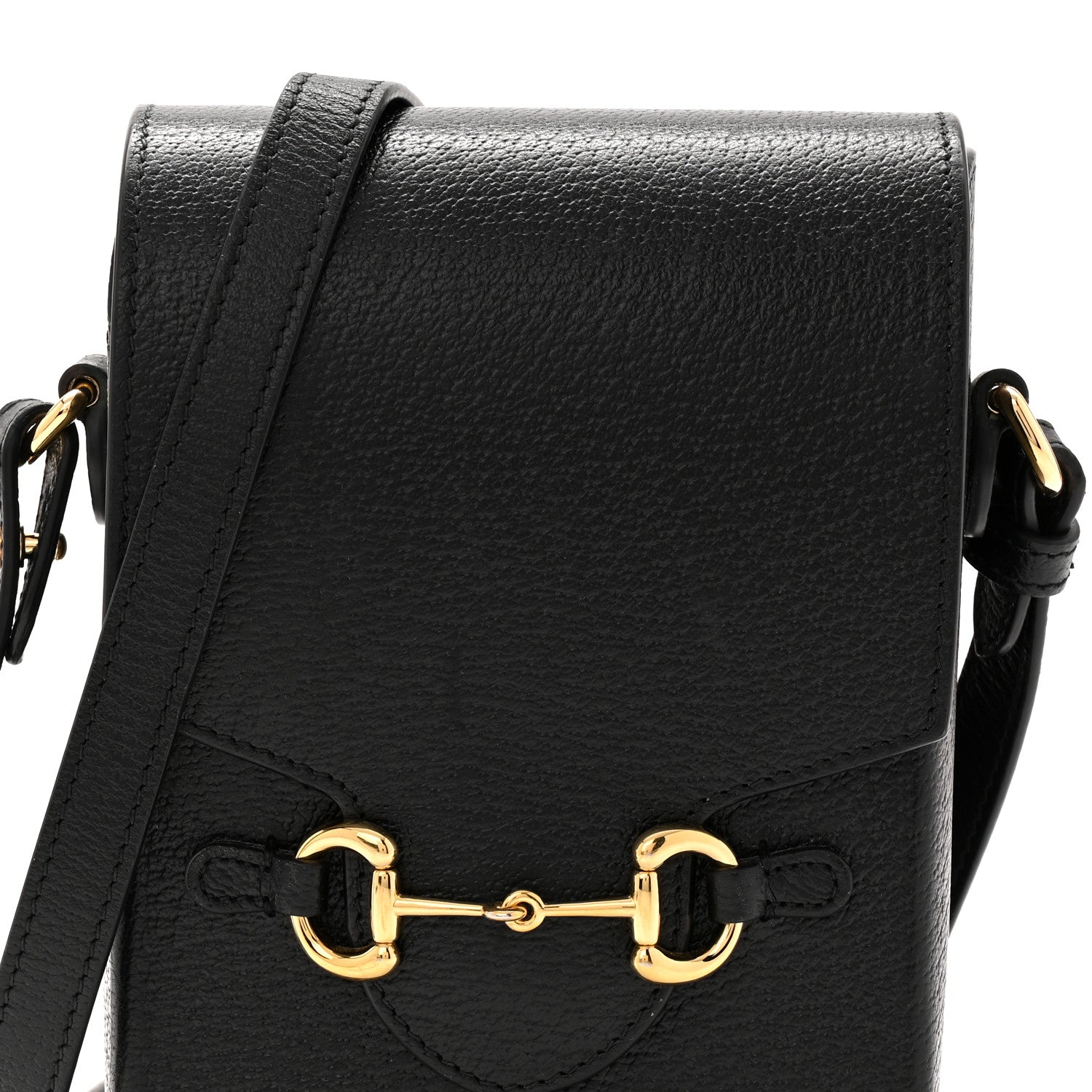 Gucci Dollar Calfskin Vertical Horsebit 1955 Crossbody Bag Black 7 of 10