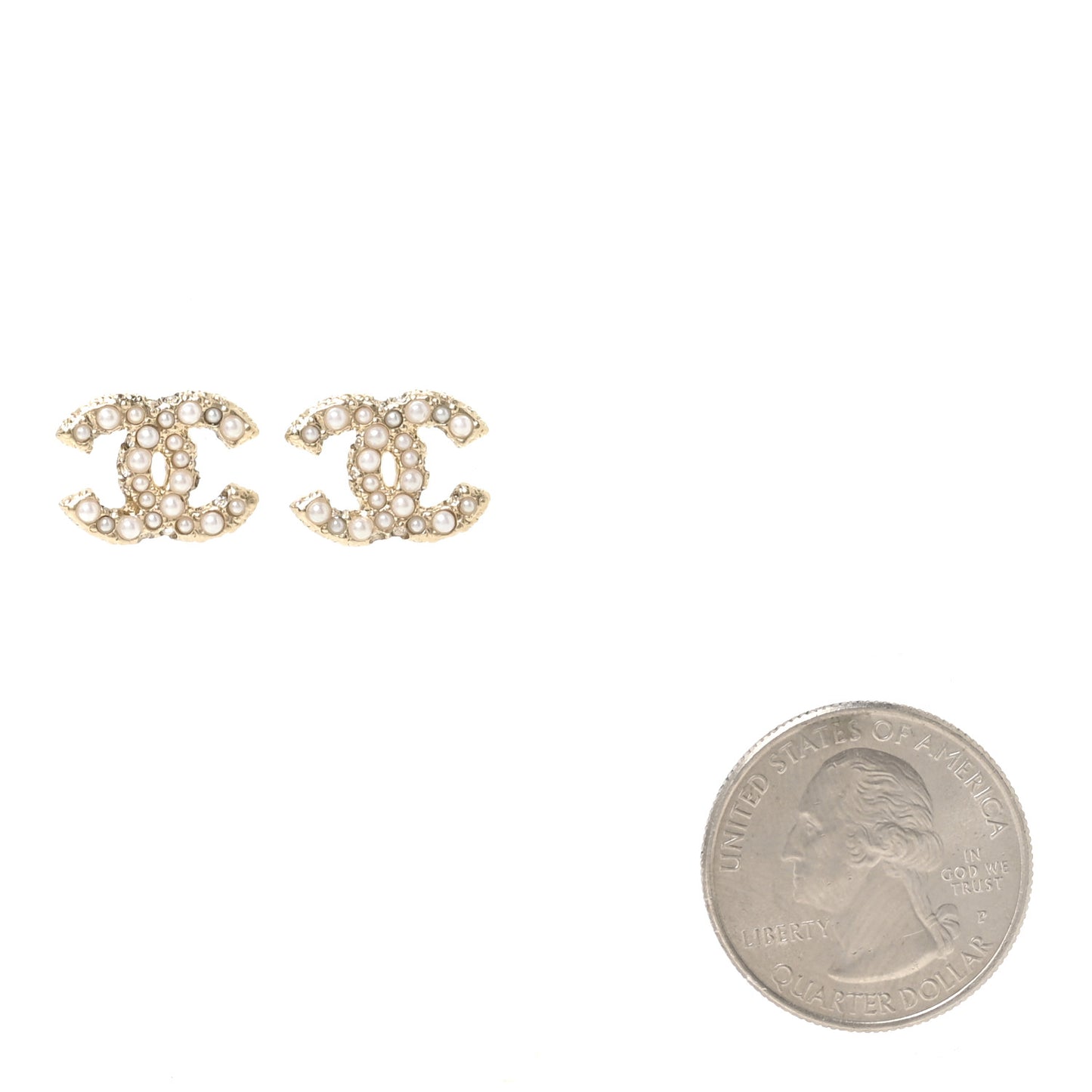 Metal Graduated Pearl Crystal CC Earrings Light Gold
