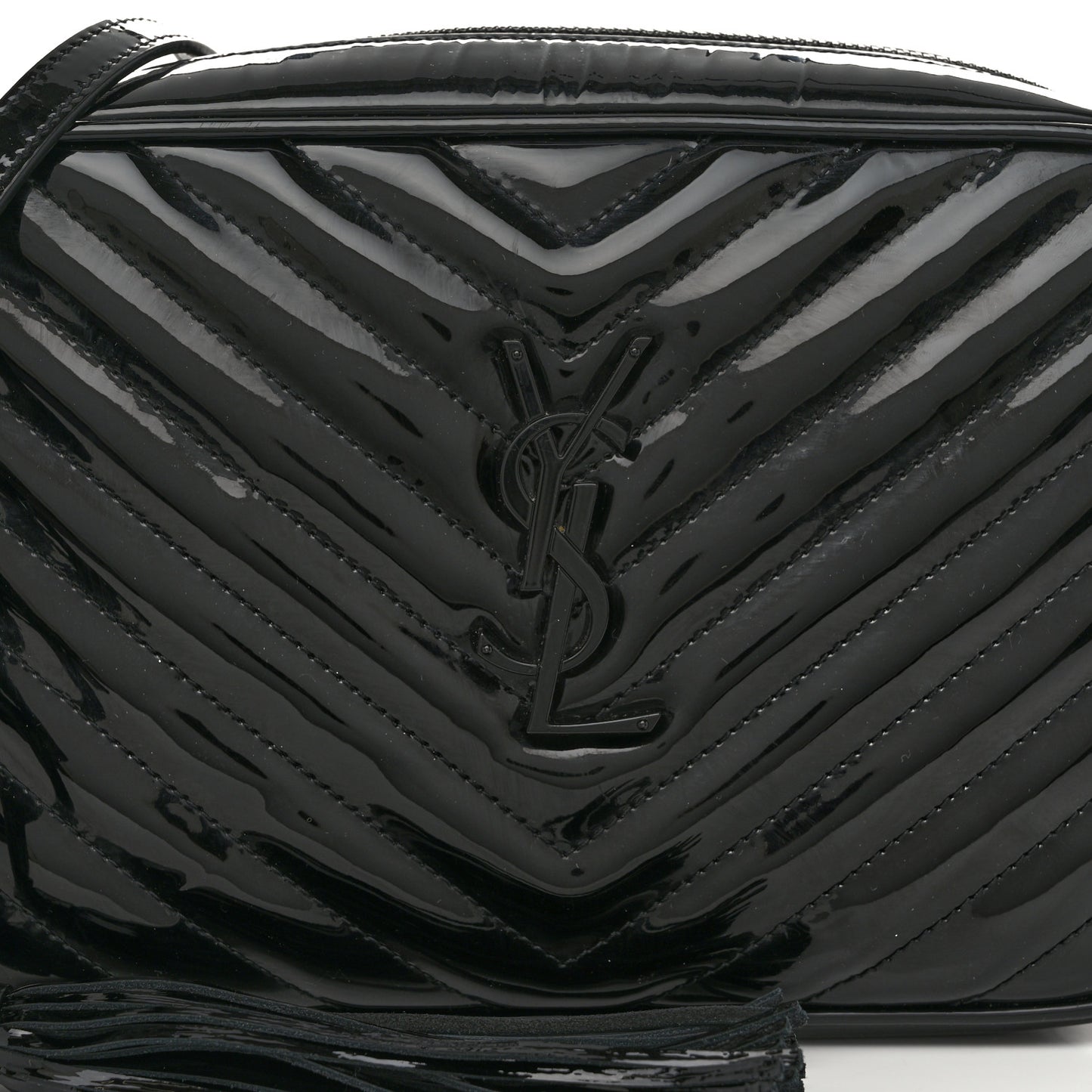 Patent Calfskin Matelasse Monogram Lou Camera Bag Black