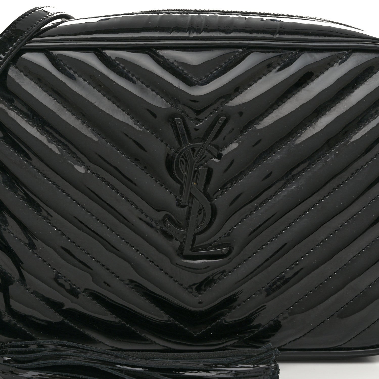 Saint Laurent Patent Calfskin Matelasse Monogram Lou Camera Bag Black 8 of 10