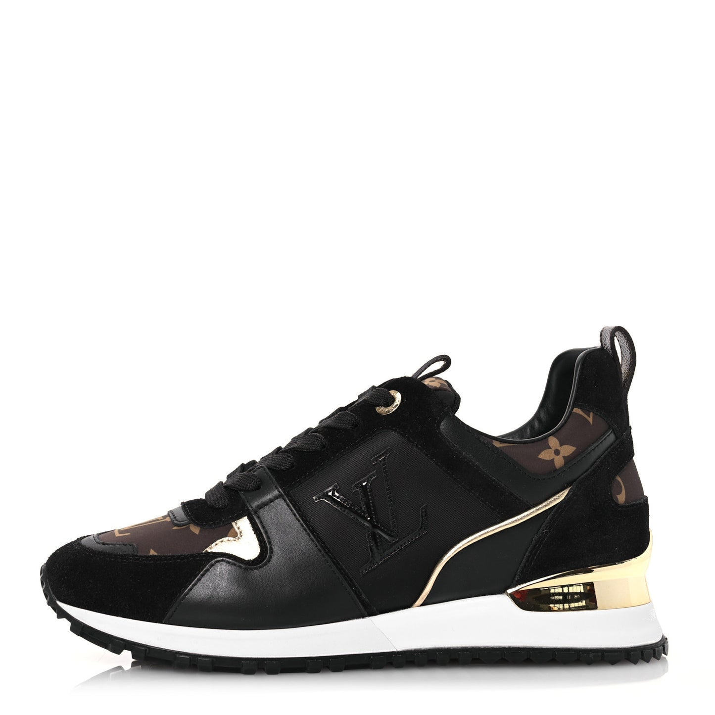 Suede Calfskin Recycled Monogram Nylon Run Away Sneakers 38 Black