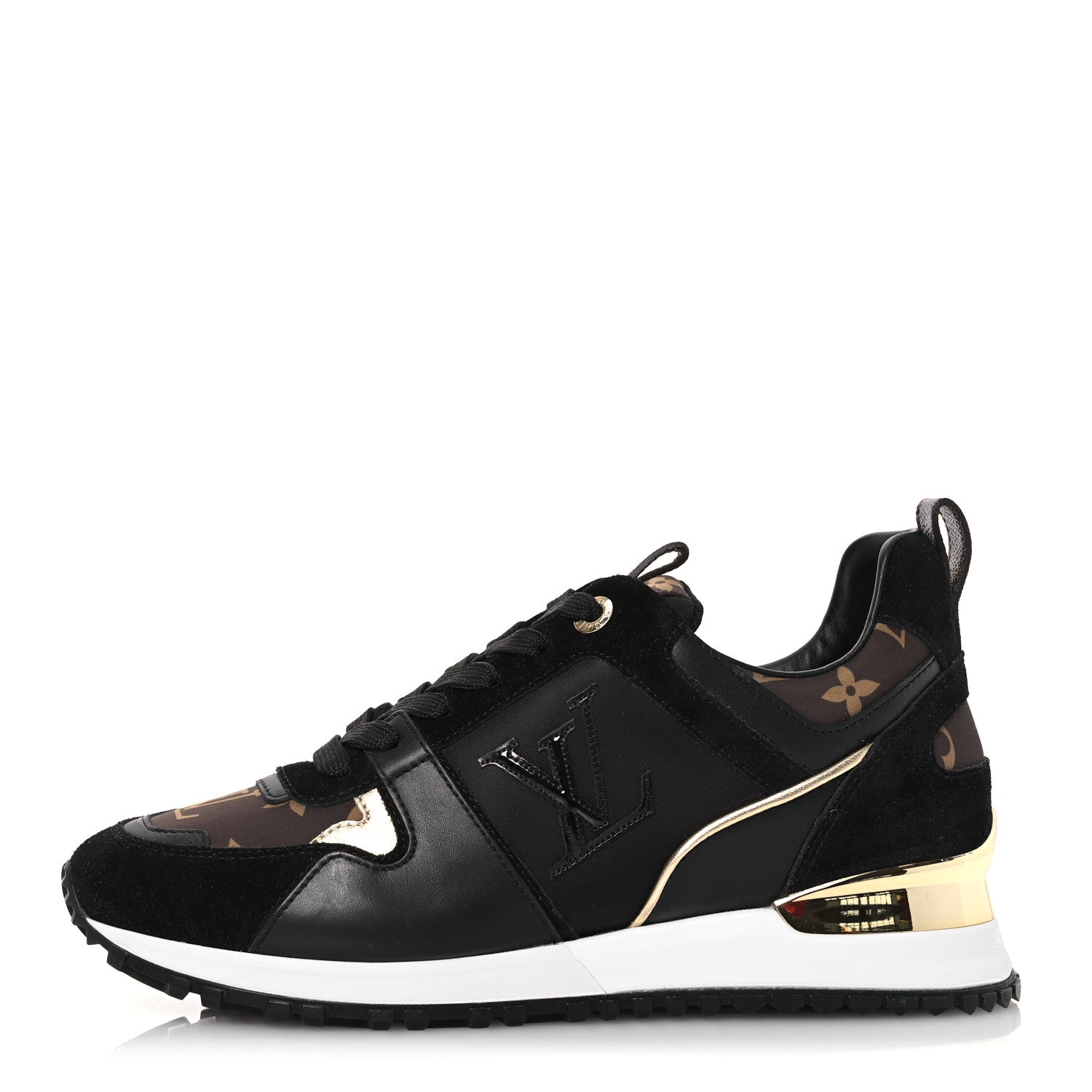 Louis Vuitton Suede Calfskin Recycled Monogram Nylon Run Away Sneakers 38 Black 1 of 11