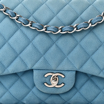 Chanel Iridescent Caviar Quilted Jumbo Double Flap Blue 8 of 10