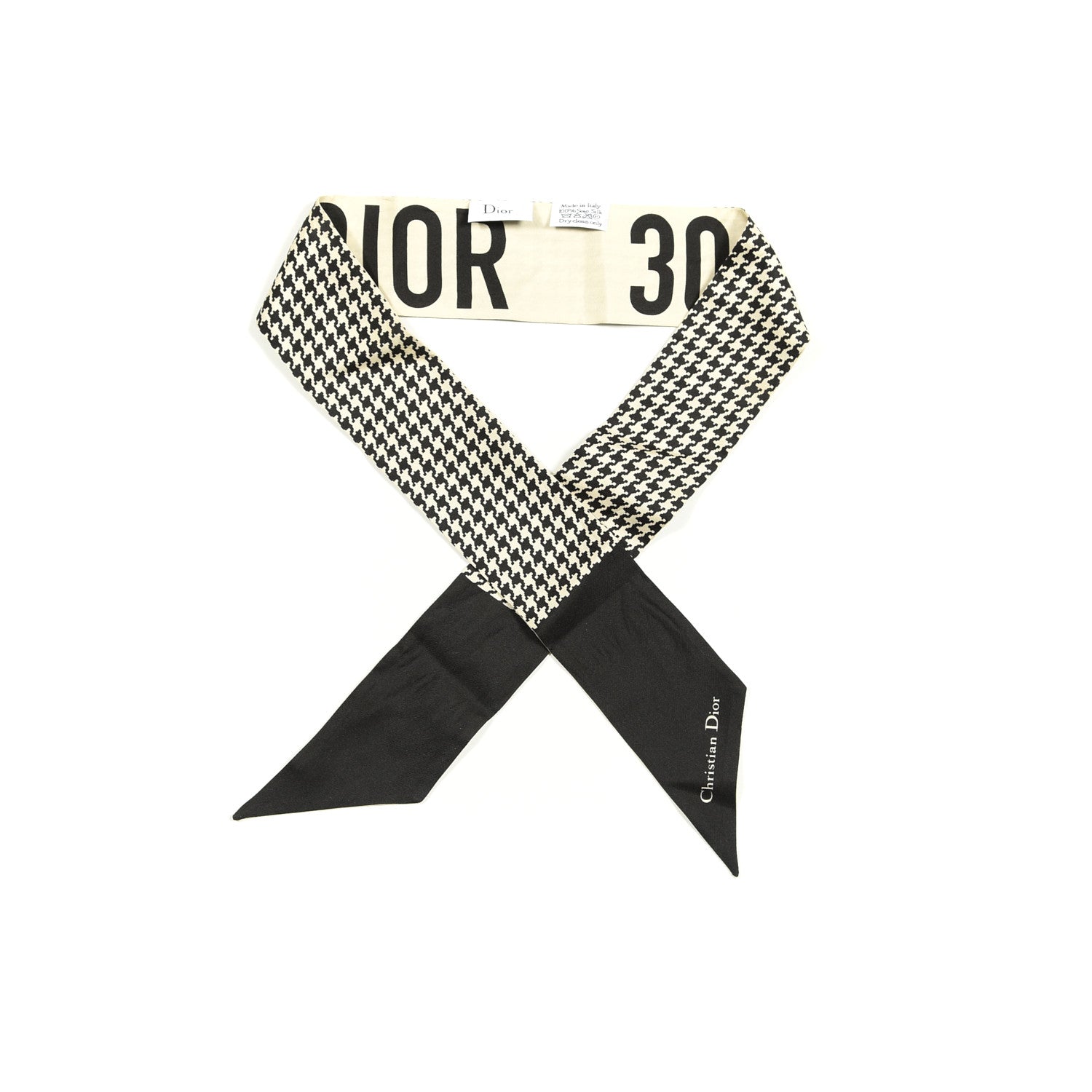 Christian Dior Silk 30 Montaigne Mitzah Scarf Black White 1 of 4