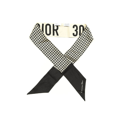 Christian Dior Silk 30 Montaigne Mitzah Scarf Black White 1 of 4