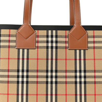 Burberry Cotton Vintage Check Medium London Tote Bag Briar Brown Black 9 of 11