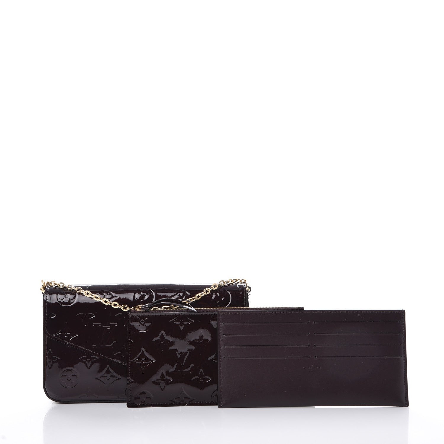 Louis Vuitton Vernis Pochette Felicie Chain Wallet Amarante 5 of 13