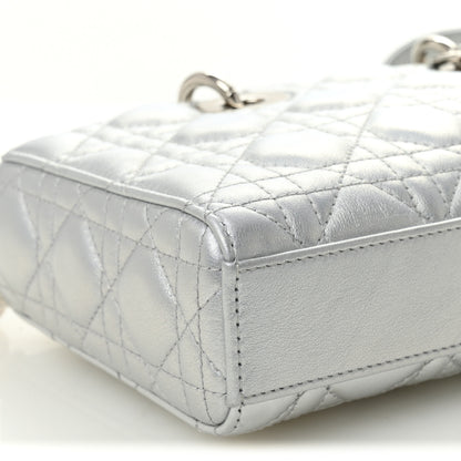 Christian Dior Iridescent Metallic  Lambskin Cannage Medium Lady D-Joy Silver 9 of 10
