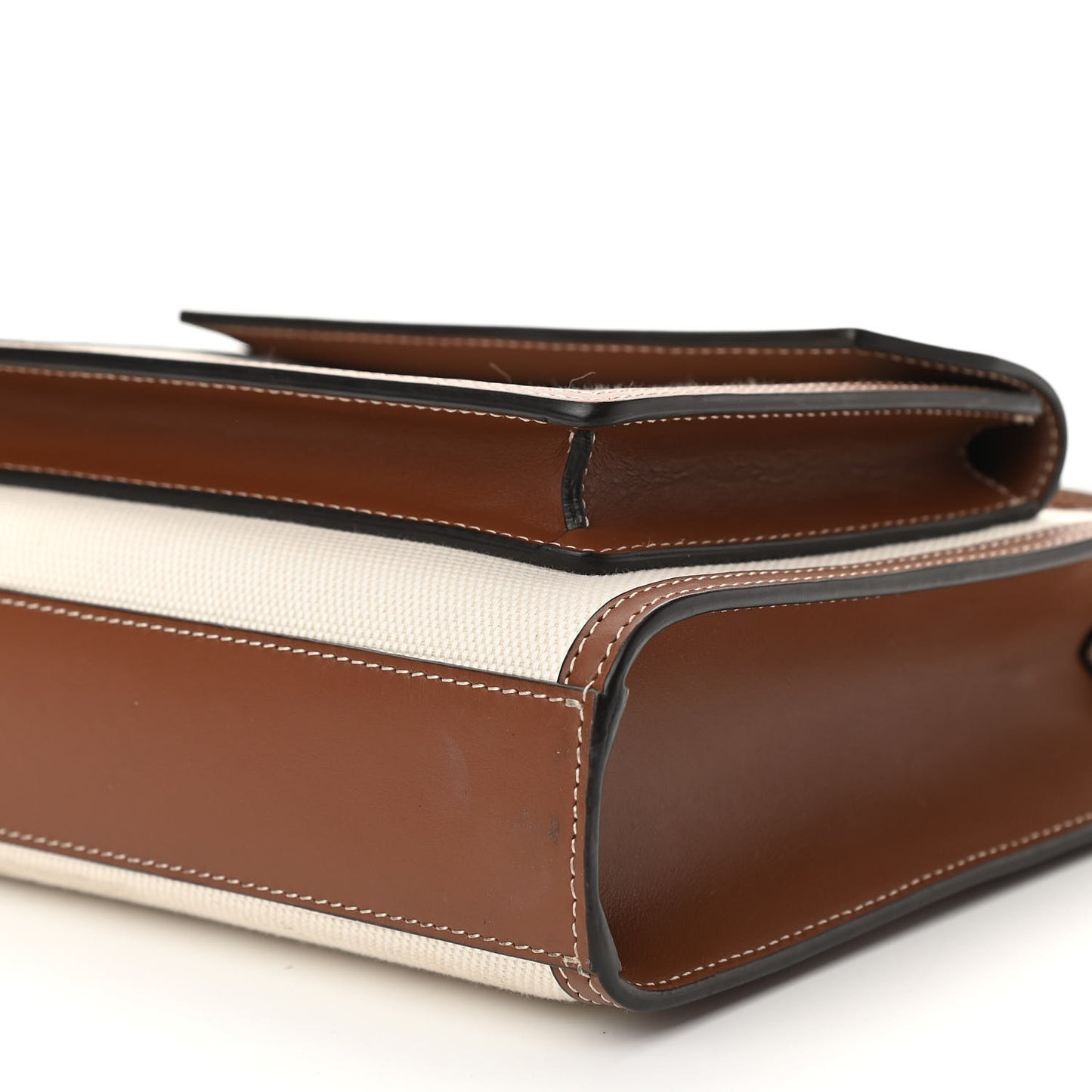 Canvas Smooth Calfskin Two Tone Mini Pocket Bag Natural Malt Brown