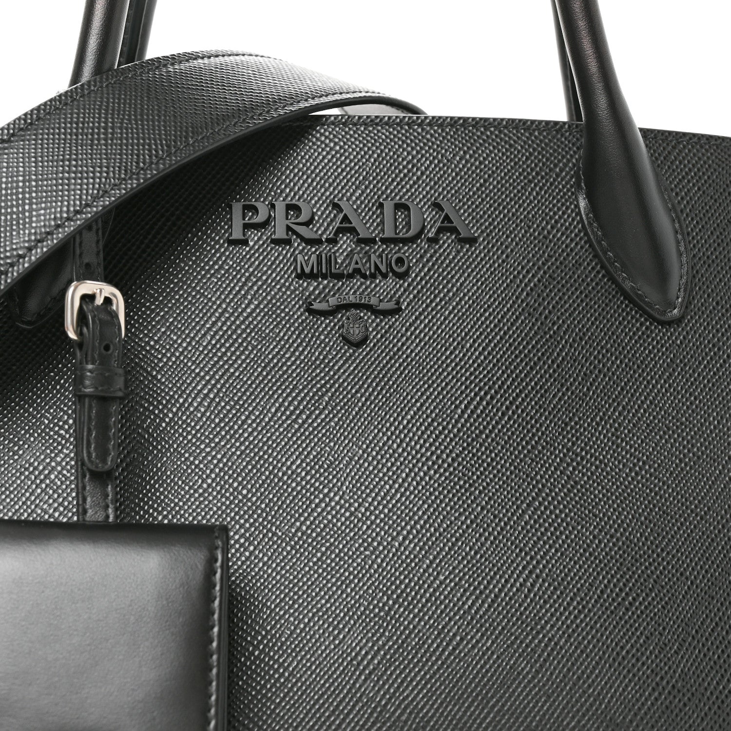 Prada Saffiano Cuir Calfskin Small Monochrome Top Handle Tote Black 7 of 9