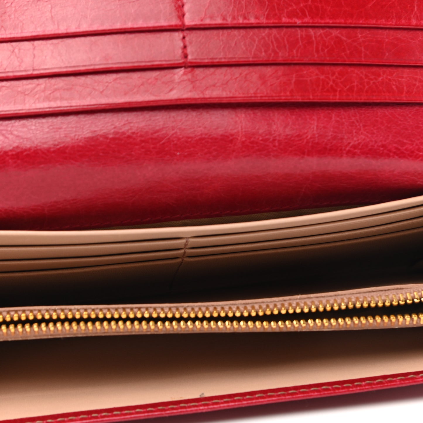 Vitello Shine Zip Flap Wallet Rosso