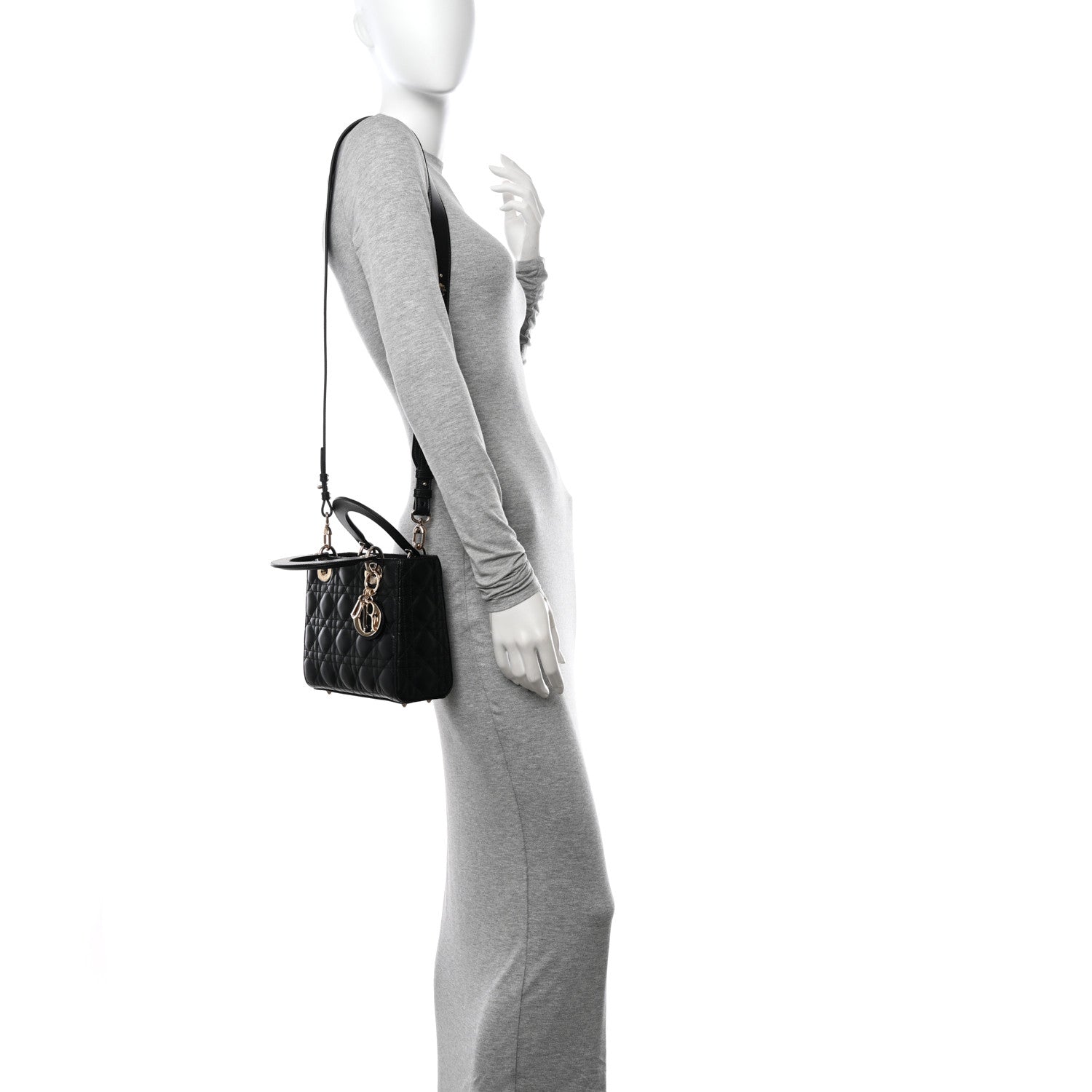 Christian Dior Lambskin Cannage Small My ABCDior Lady Dior Black 2 of 11