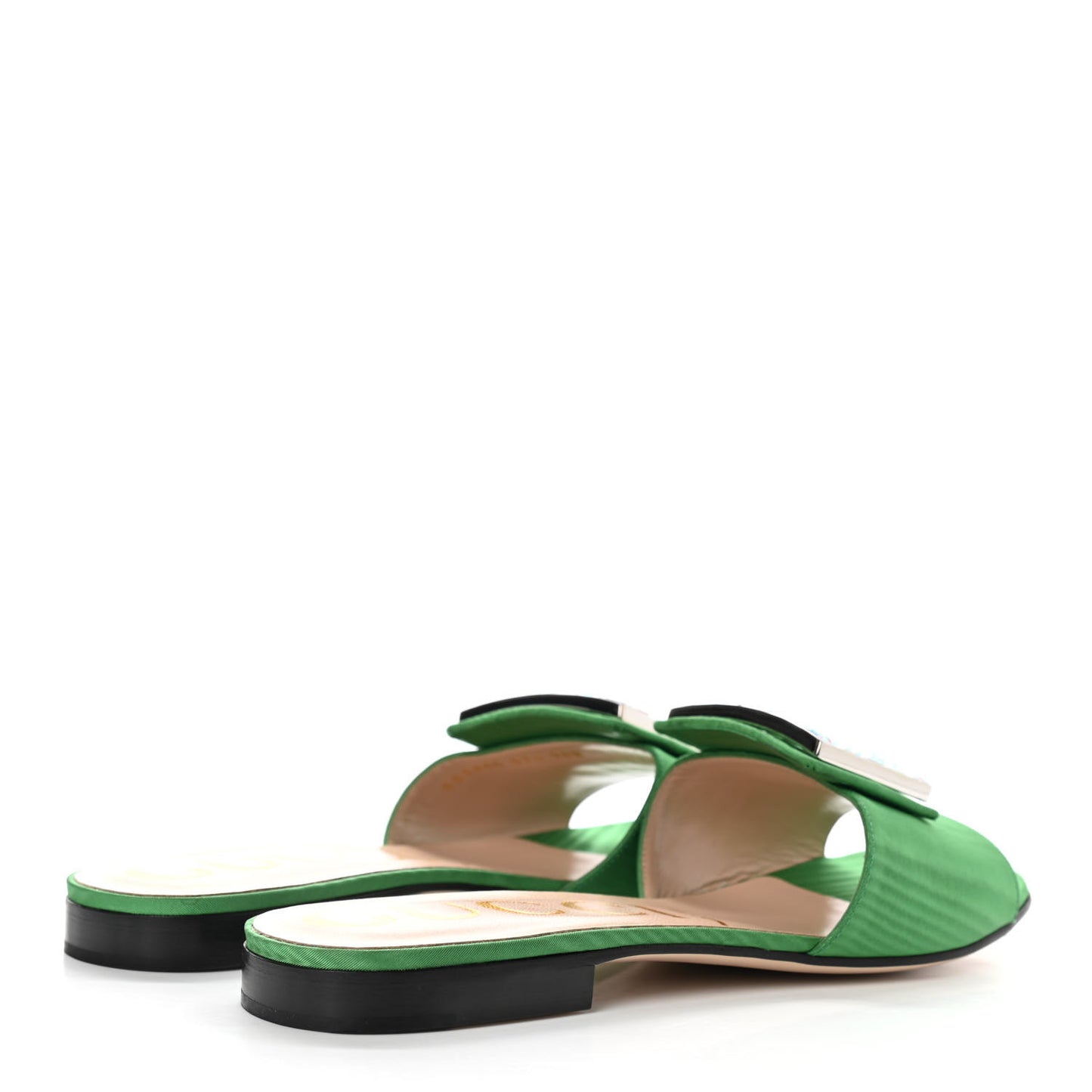 Moire Fabric Crystal Square G Madelyn Slide Sandals 37.5 New Shamarock