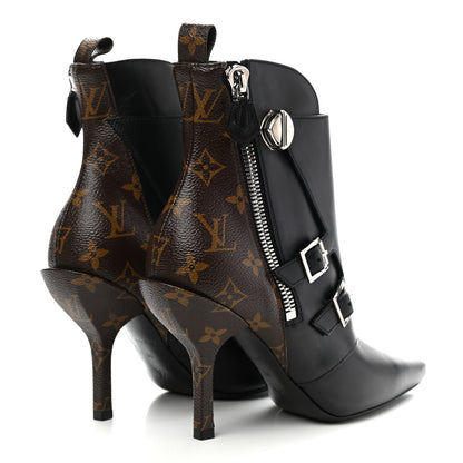 Louis Vuitton Calfskin Monogram Janet Ankle Boots 38 Black 4 of 8