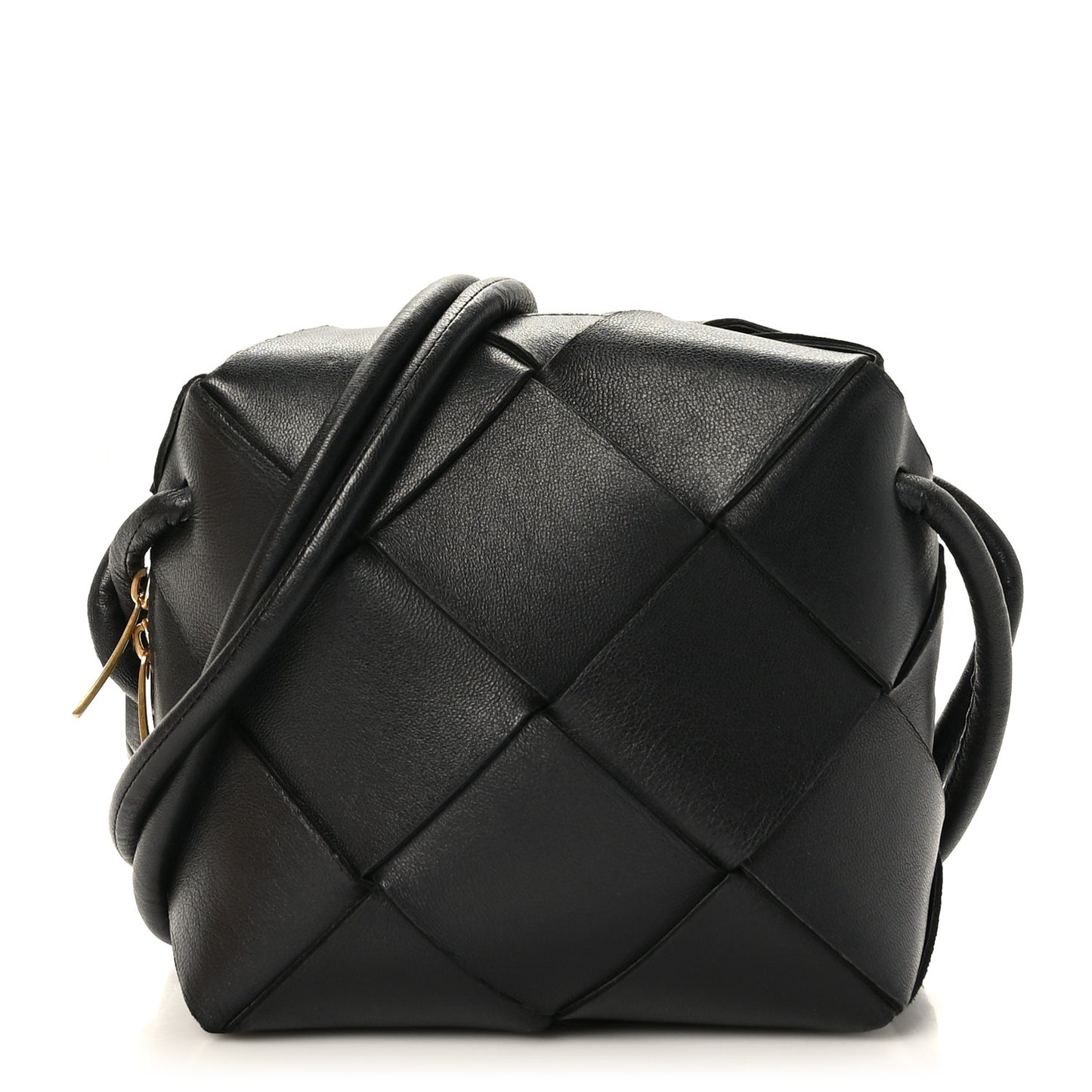 Lambskin Maxi Intrecciato Mini Cassette Camera Bag Black