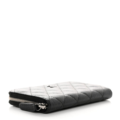 Chanel Iridescent Caviar Quilted Medium Zip Around Wallet Black 4 of 9